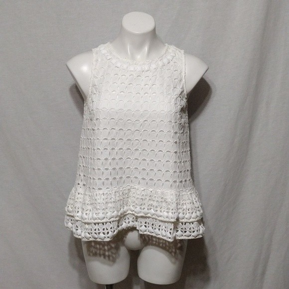 Maeve Anthropologie Monika Beaded Eyelet Embroidered Vacation Boho Tank Top XS - Picture 3 of 10